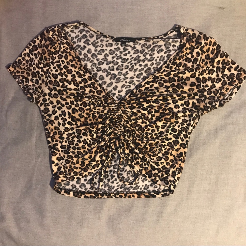 Ambiance Cheetah Print Low V-Neck
